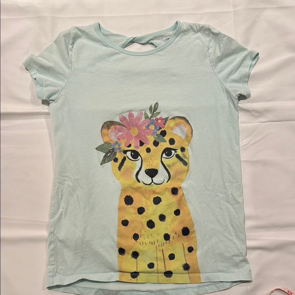 Kids Light Blue Cheetah Graphic T-Shirt